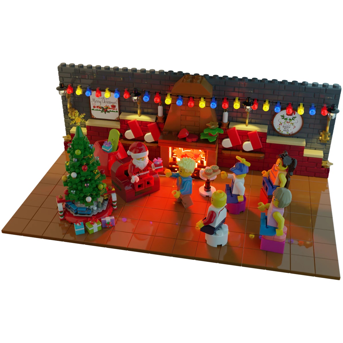 Lego Santa Scene 3D Model .c4d .max .obj .3ds .fbx .stl .blend 