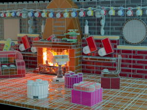 Lego Santa Scene 3D Model