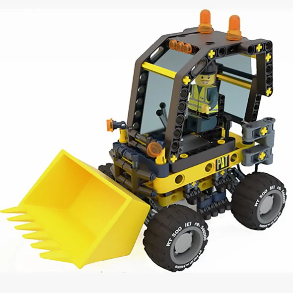 Lego Bulldozer and worker 3D Model .c4d .max .obj .3ds .fbx .stl .blend 