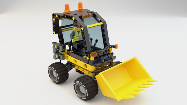 Lego Bulldozer and worker 3D in 3DExport