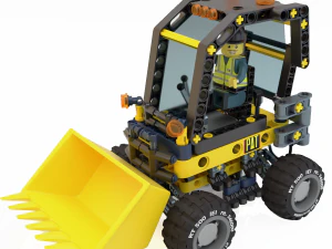 Lego Bulldozer and worker 3D Model
