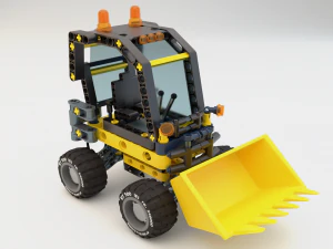 Lego Bulldozer and worker 3D Model