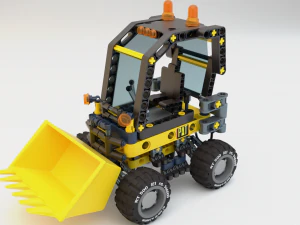 Lego Bulldozer and worker 3D Model