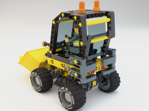 Lego Bulldozer and worker 3D 모델
