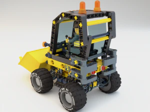 Lego Bulldozer and worker 3D Model