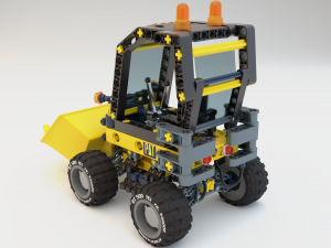 Lego Bulldozer and worker 3D 모델