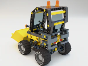 Lego Bulldozer and worker 3D Model
