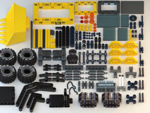 Lego Bulldozer and worker 3D Model