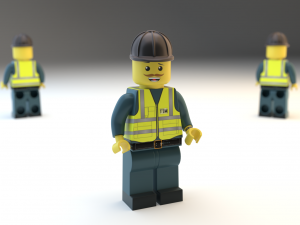 Lego Bulldozer and worker 3D 모델