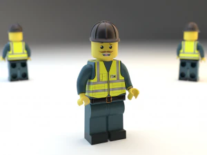 Lego Bulldozer and worker 3D Model