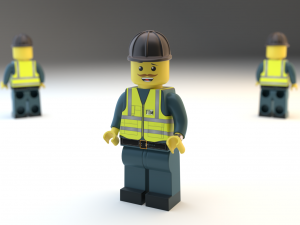 Lego Bulldozer and worker 3D 모델