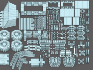 Lego Bulldozer and worker 3D Model