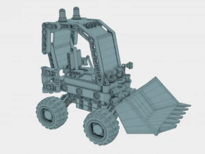 Lego Bulldozer and worker 3D Model
