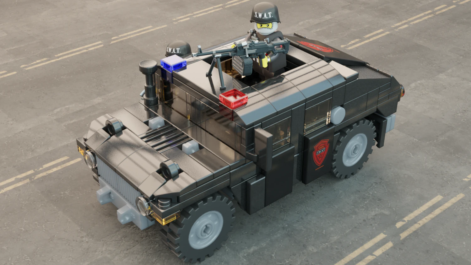 Lego swat truck with squad 3D Model .c4d .max .obj .3ds .fbx .stl .blend 
