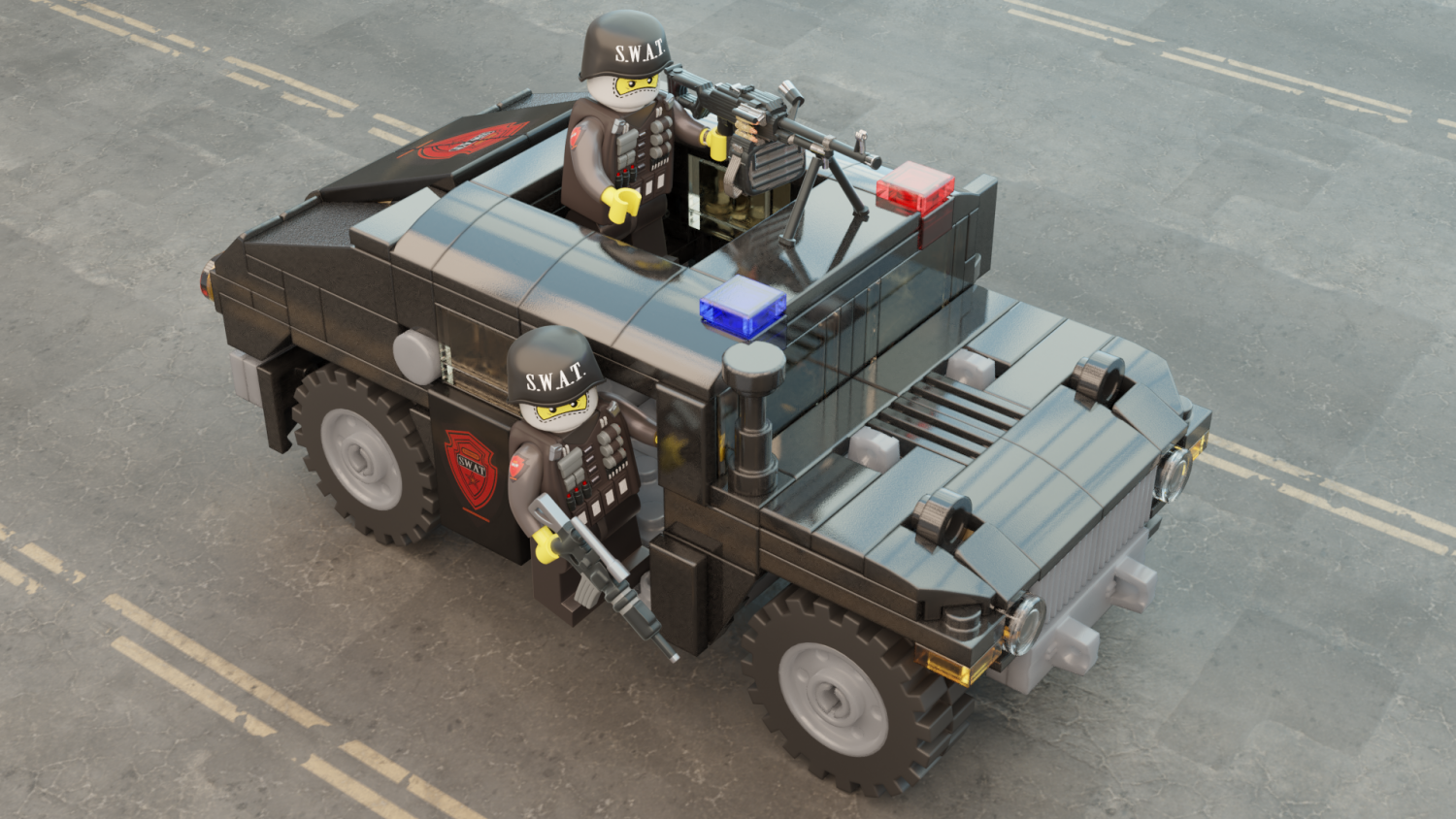mikrocomputer klassisk Sophie Lego swat truck with squad 3D Model in Transport 3DExport