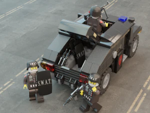 Lego swat truck with squad 3D Model