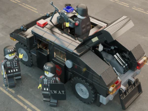 Lego swat truck with squad 3D Model