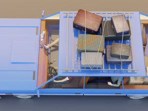 Low Poly cartoon car with 3 rigged characters 3D Model