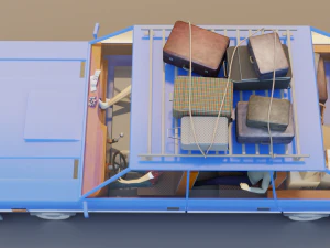 Low Poly cartoon car with 3 rigged characters 3D Model
