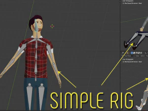 Low Poly cartoon car with 3 rigged characters 3D Model