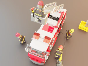 Lego Firetruck with Firefighter Squad 3D Model