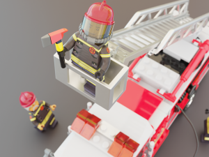 Lego Firetruck with Firefighter Squad 3D in 3DExport