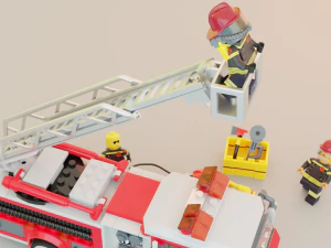 Lego Firetruck with Firefighter Squad 3D Model