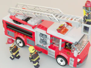 Lego Firetruck with Firefighter Squad 3D Model