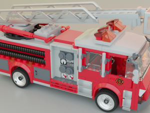 Lego Firetruck with Firefighter Squad 3D-Modell