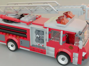 Lego Firetruck with Firefighter Squad 3D Model
