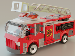 Lego Firetruck with Firefighter Squad 3D-Modell