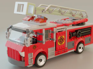 Lego Firetruck with Firefighter Squad 3D Model