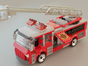Lego Firetruck with Firefighter Squad 3D-Modell