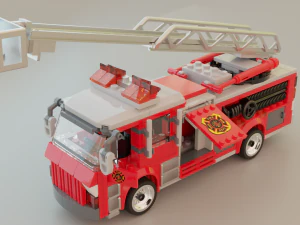 Lego Firetruck with Firefighter Squad 3D Model