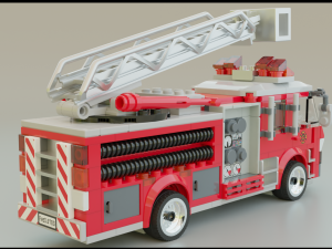Lego Firetruck with Firefighter Squad 3D-Modell