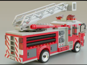 Lego Firetruck with Firefighter Squad 3D Model