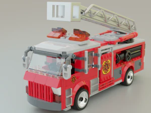 Lego Firetruck with Firefighter Squad 3D Model
