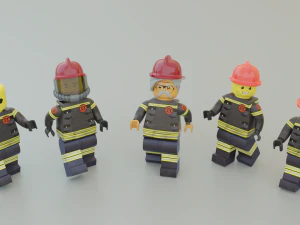 Lego Firetruck with Firefighter Squad 3D Model