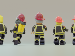 Lego Firetruck with Firefighter Squad 3D-Modell