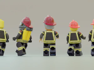 Lego Firetruck with Firefighter Squad 3D Model