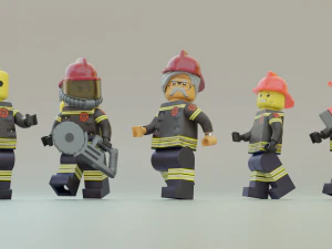 Lego Firetruck with Firefighter Squad 3D Model