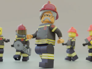Lego Firetruck with Firefighter Squad 3D Model