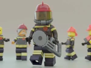 Lego Firetruck with Firefighter Squad 3D Model
