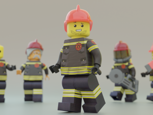 Lego Firetruck with Firefighter Squad 3D-Modell
