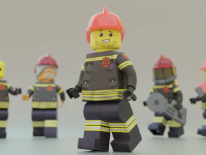 Lego Firetruck with Firefighter Squad 3D Model