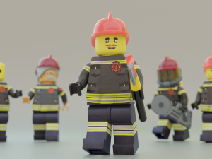 Lego Firetruck with Firefighter Squad 3D-Modell