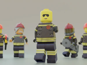 Lego Firetruck with Firefighter Squad 3D Model