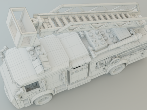 Lego Firetruck with Firefighter Squad 3D-Modell
