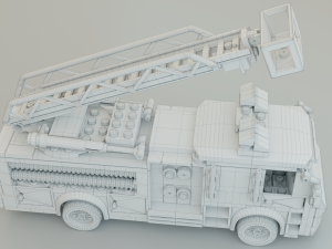 Lego Firetruck with Firefighter Squad 3D-Modell