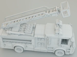 Lego Firetruck with Firefighter Squad 3D Model